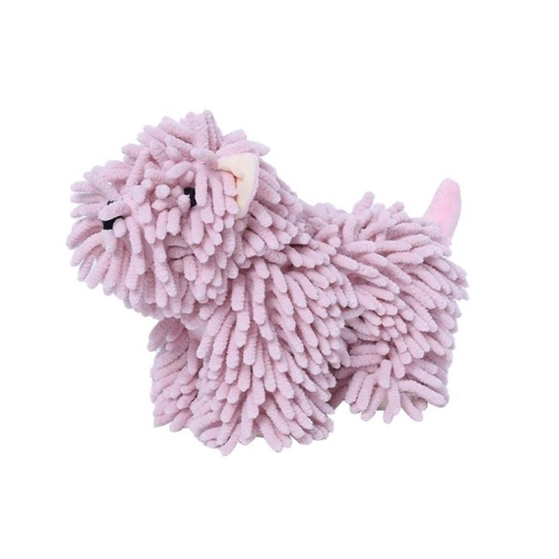 Cartoon Dog Chenilles Hand Wiping Doll, Kitchen and Bathroom Multifunctional Animal Hand-Wiping Towel Plush Toy розовый
