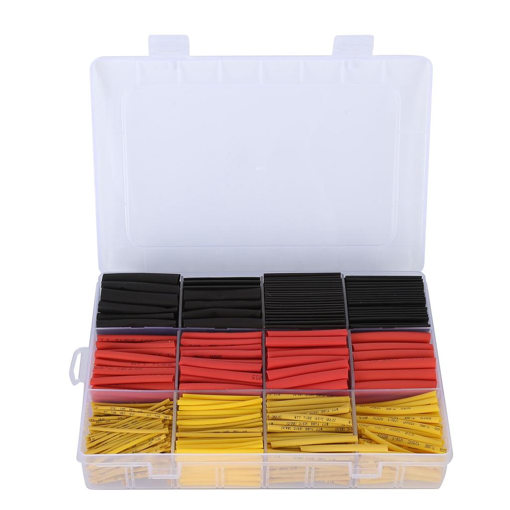 800 Pcs Heat Shrink Tubing Red Yellow Black Shrinkable Insulated Wire Cable Protection Sleeves Combi