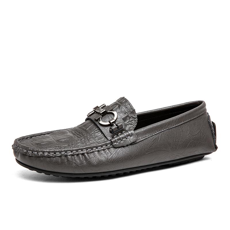 Fashion Hot Selling Man Low Top Leather Casual Shoes Crocodile Pattern Men's Business Shoes Moccasins Comfy Driving Shoes Slip on Flats