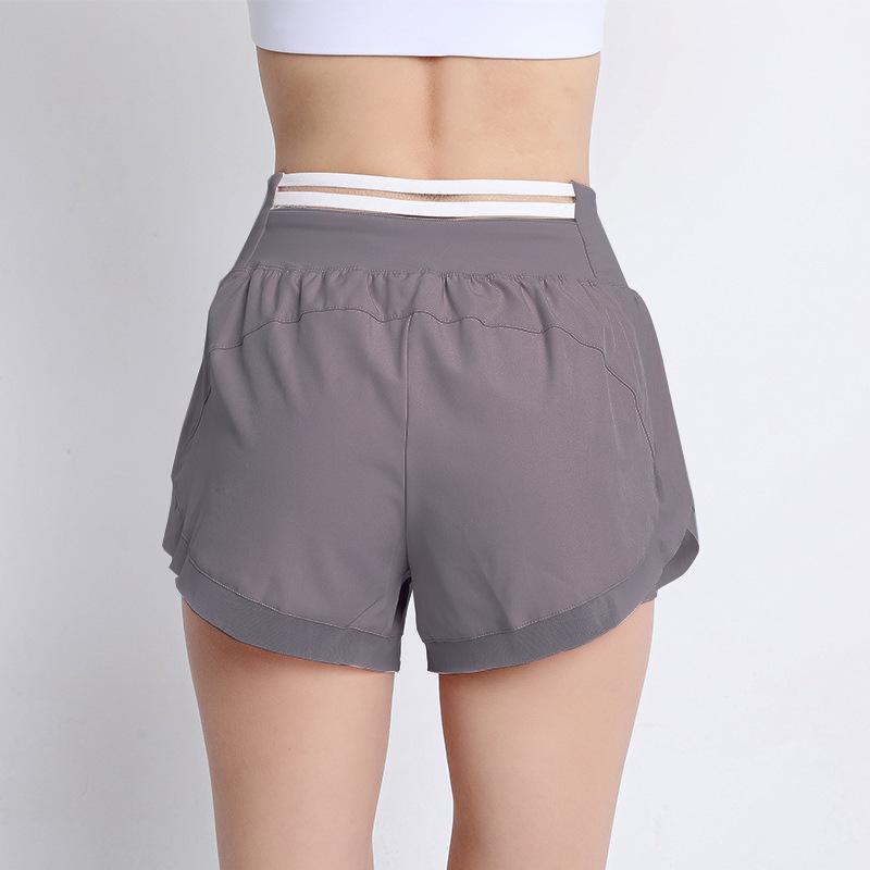 Women's Quick-Dry Breathable Summer Sports Yoga Shorts – Fake Two-Piece, Anti-Exposure, Casual & Loose Fit for Running and Fitness