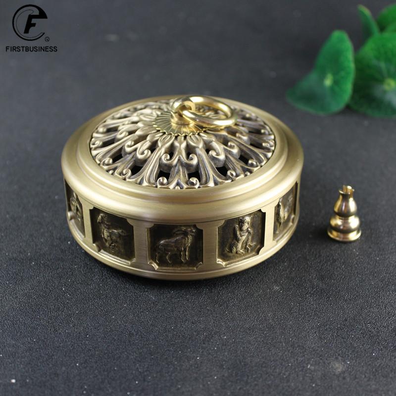 New Brass Copper Chinese Zodiac Incense Burners Portable Censer Buddhism Incense Holder Home Tea House Yoga Studio Decor Home