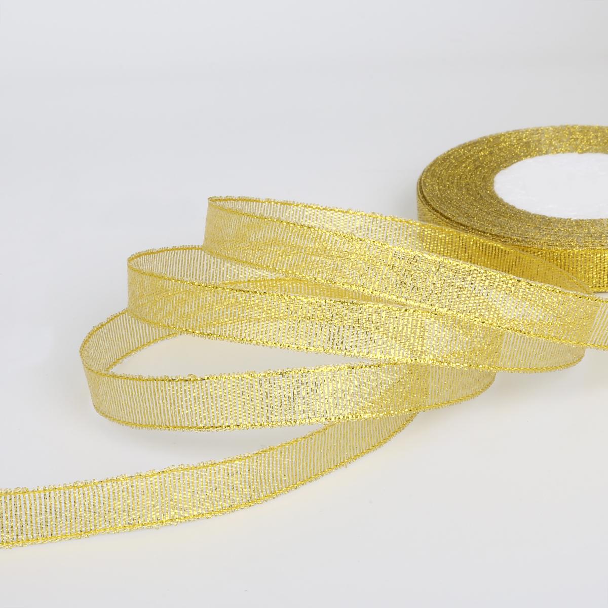 

Шелковая атласная блестящая лента из органзы 7-38 мм. Цвета серебро и золото 13mm золотой