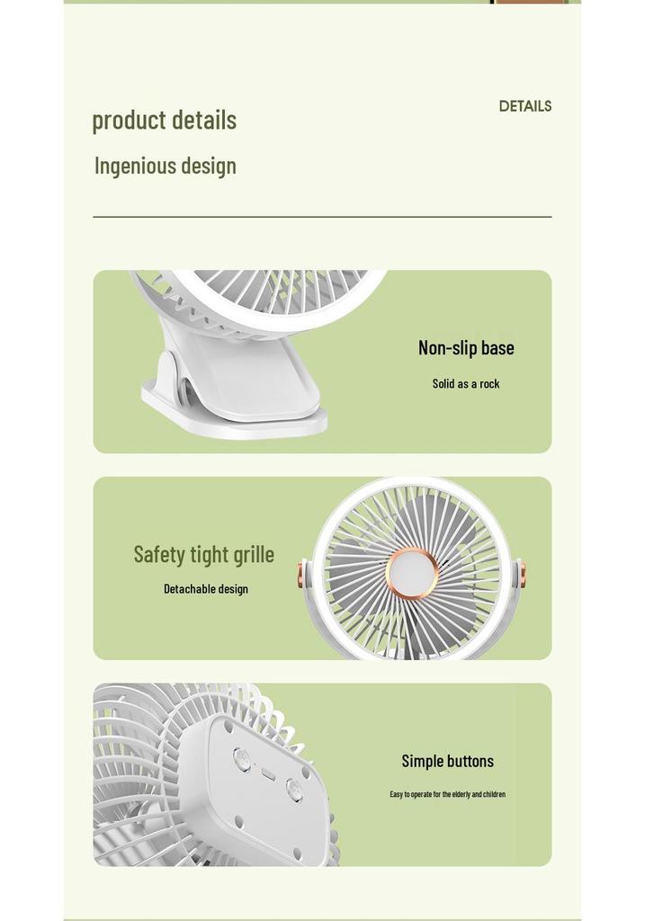 Portable Rechargeable Desktop Clip Fan for Office or Dorm