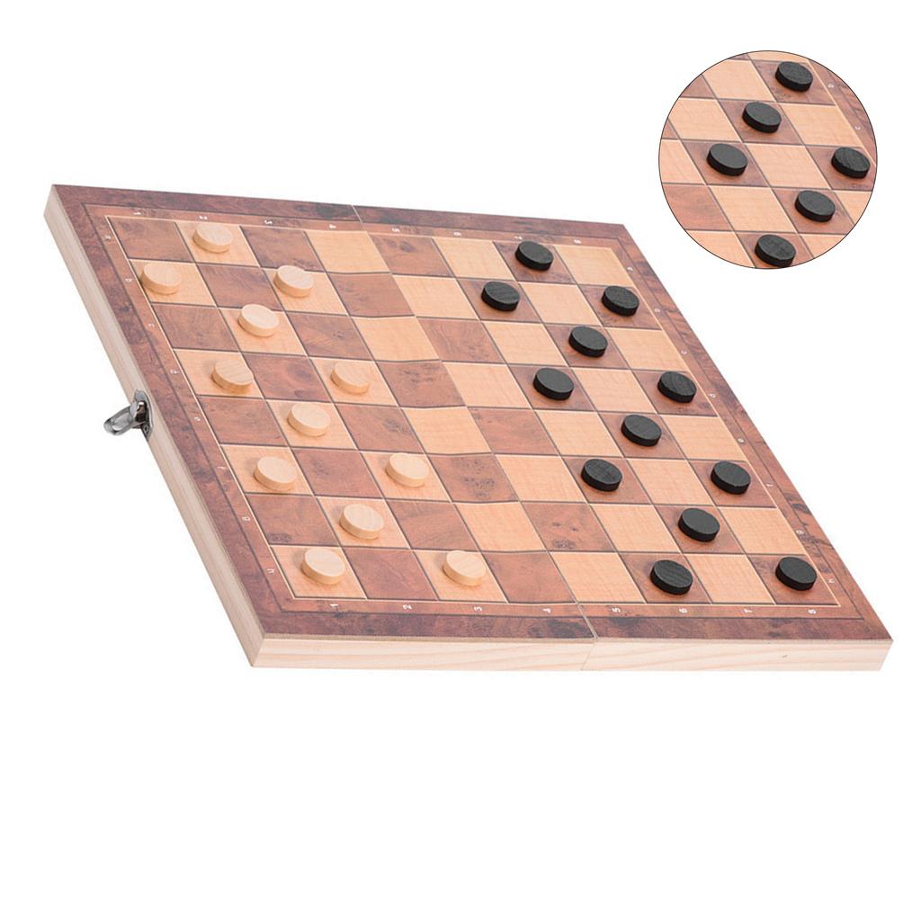 3in1 Portable Wooden Chessboard Folding Board Chess Game For Party Family Activities (29*29cm)