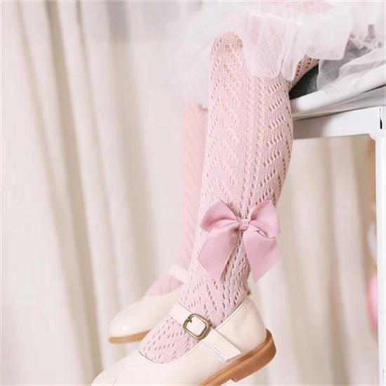 

Детские колготки для девочек, кружевные летние сетчатые тонкие леггинсы для маленьких девочек, детские хлопковые колготки с бантом, узкие леггинсы 12-24m