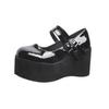 Comemore New Sweet Lolita Style Gothic Cosplay Black Pink Cozy Wedges Mary Jane High Heels Pumps Platform Shoes Woman Black Pink