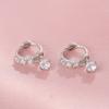Real 925 Silver Zircon Pendant Hoop Earrings For Women Classic Fine Jewelry Exquisite Geometric Accessories