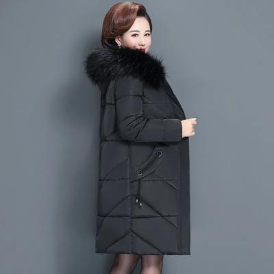 Middle-aged Mother Winter Thicken Slim Padded Jacket Windproof Loose Female Warm Fur Collar Parkas Outwear