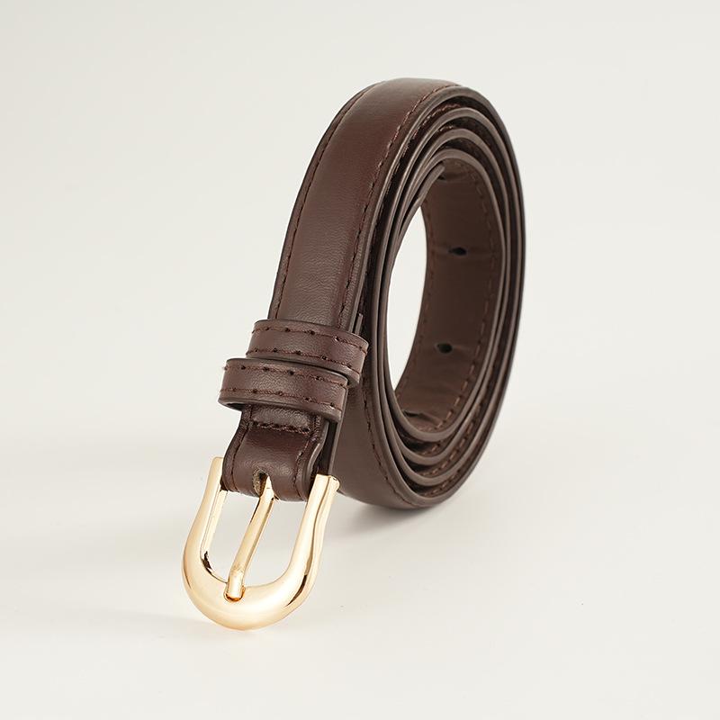 

Повседневный ретро женский ремень из искусственной кожи в сочетании с брюками от костюма, модный простой ремень с пряжкой-булавкой для студентов и джинсов, тонкий ремень 105cm