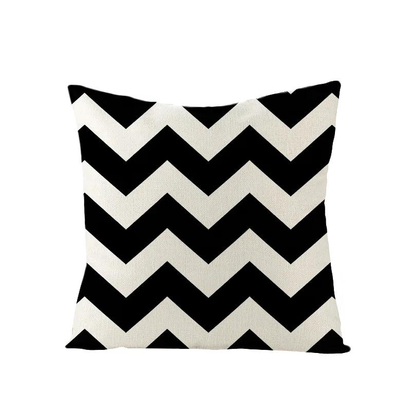 Linen Simple Black White Geometry Cushion Case Modern Nordic Simple Decorative Pillows Case Livingroom Sofa Couch Throw Pillows