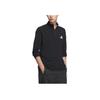 Adidas Solid Color Half-Zip Stand Collar Comfortable Long Sleeve T-Shirt Men Tops Black KA7667