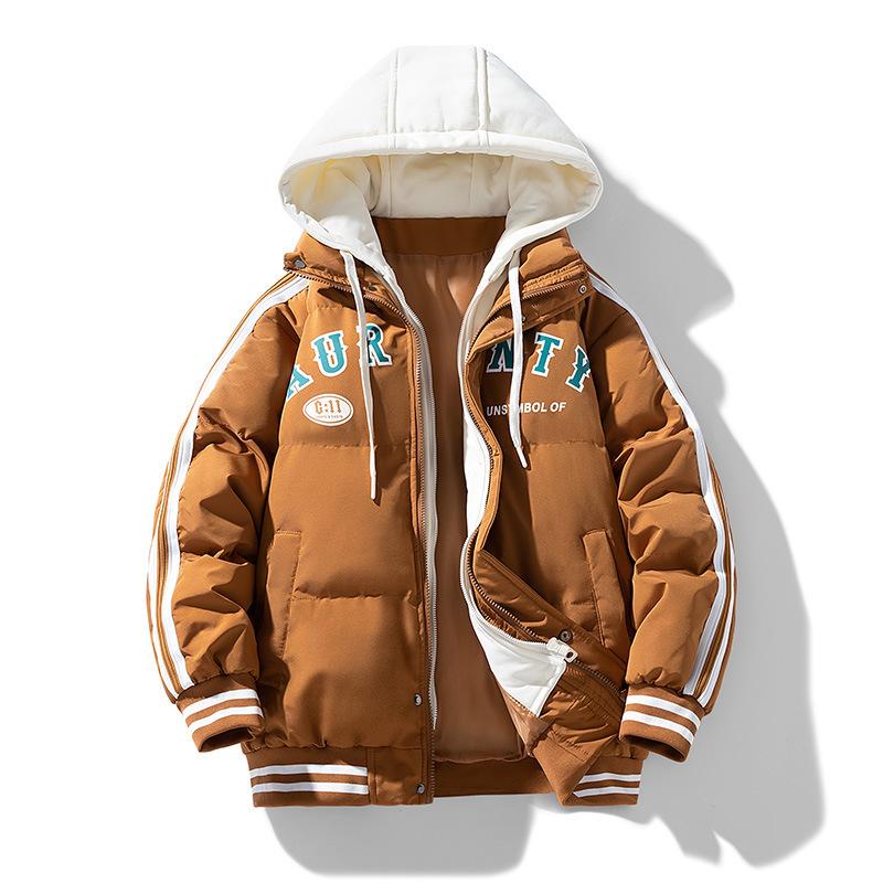 

2025 новый цветной пуховик мужской зимний утолщенный пуховик с капюшоном, имитация двух частей, повседневный пуховик, мужской топ 4XL