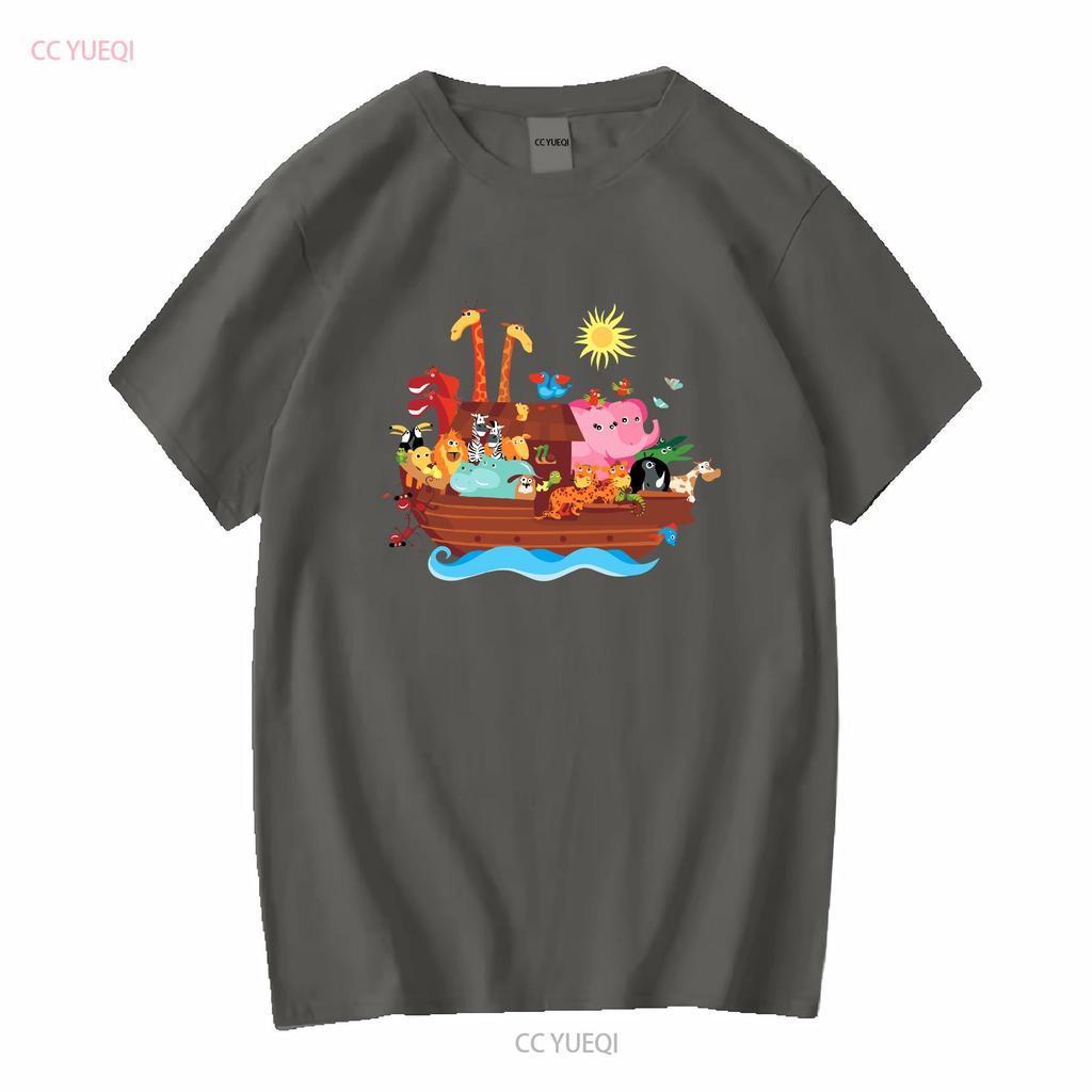 Inktastic Animal Ark Bible Story Christian Baby T Shirt Animals Noah Cute Ship long or short sleeves vintage Washed Versatile