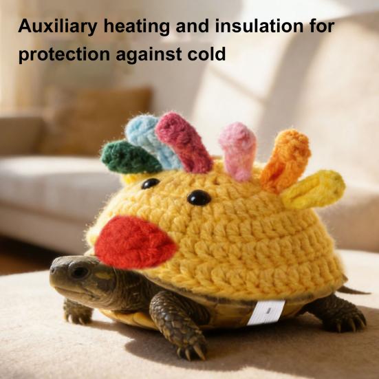 Gestrickter Schildkrötenpullover Schildkrötenpanzer Küken Kostüm Handgemacht Niedliches Hühnchen Warmes Outfit mit Verstellbarem Riemen für Schildkröte Schildkröte Foto Requisite Party