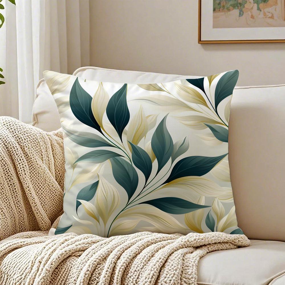 Beautiful Green Leaves Pillow Case Organic Short Plush Cushion Covers Breathable Washable WrinkleResistant