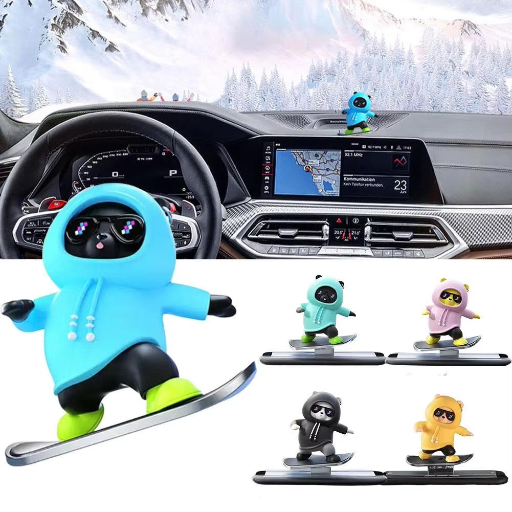 Novas Decorações para Painel de Carro Urso de Skate Placa de Estacionamento Magnética Carro Desenho Animado Criativo Acessórios de Interior