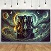 Triple Moon Goddess Wall Tapestry Witchcraft Art Decor Mystical Woman Symbol Fantasy Home Interior Style