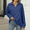 Women's Fashion Oversized Solid Color V-Neck Sweatshirt Long Sleeve Casual Top