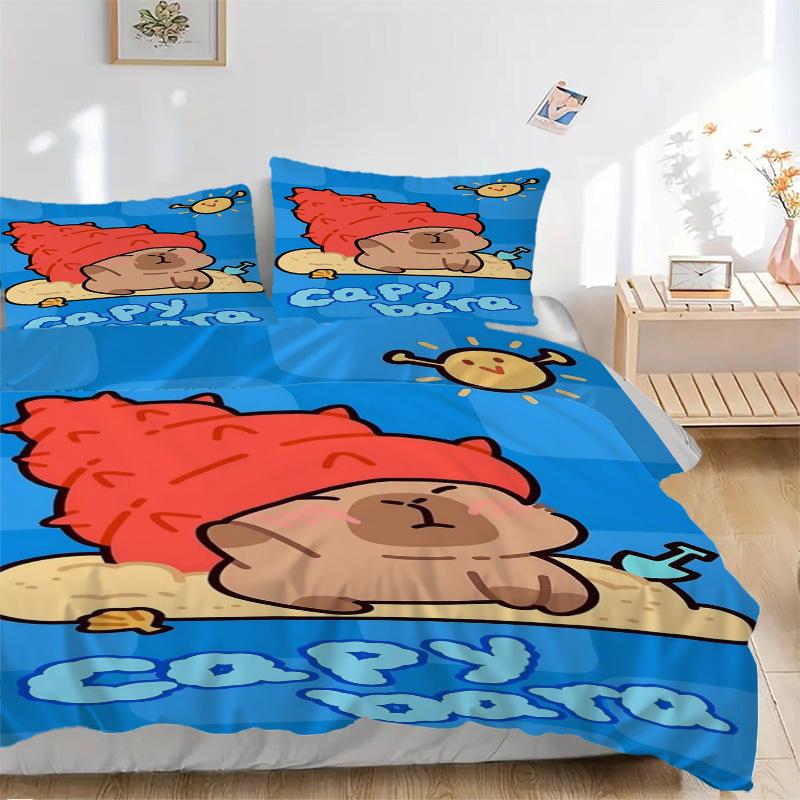 

3pcs Capybara, Beach Duvet Cover Set, Soft Comfortable Duvet Cover,Guest Room (1*Duvet Cover + 2*Pillowcase, Without Core) yy251104142 135x200cm