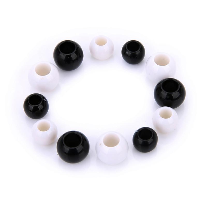 Acrylic Round Bead White Black Color with 3.6mm Big Hole Spacer Charm Beads for DIY Jewelry Making Material