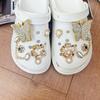 New Fit Hole Shoes DIY Accessories Shoe Flower Shoe Buckle Removable Golden Rhinestone Butterfly Flower Set