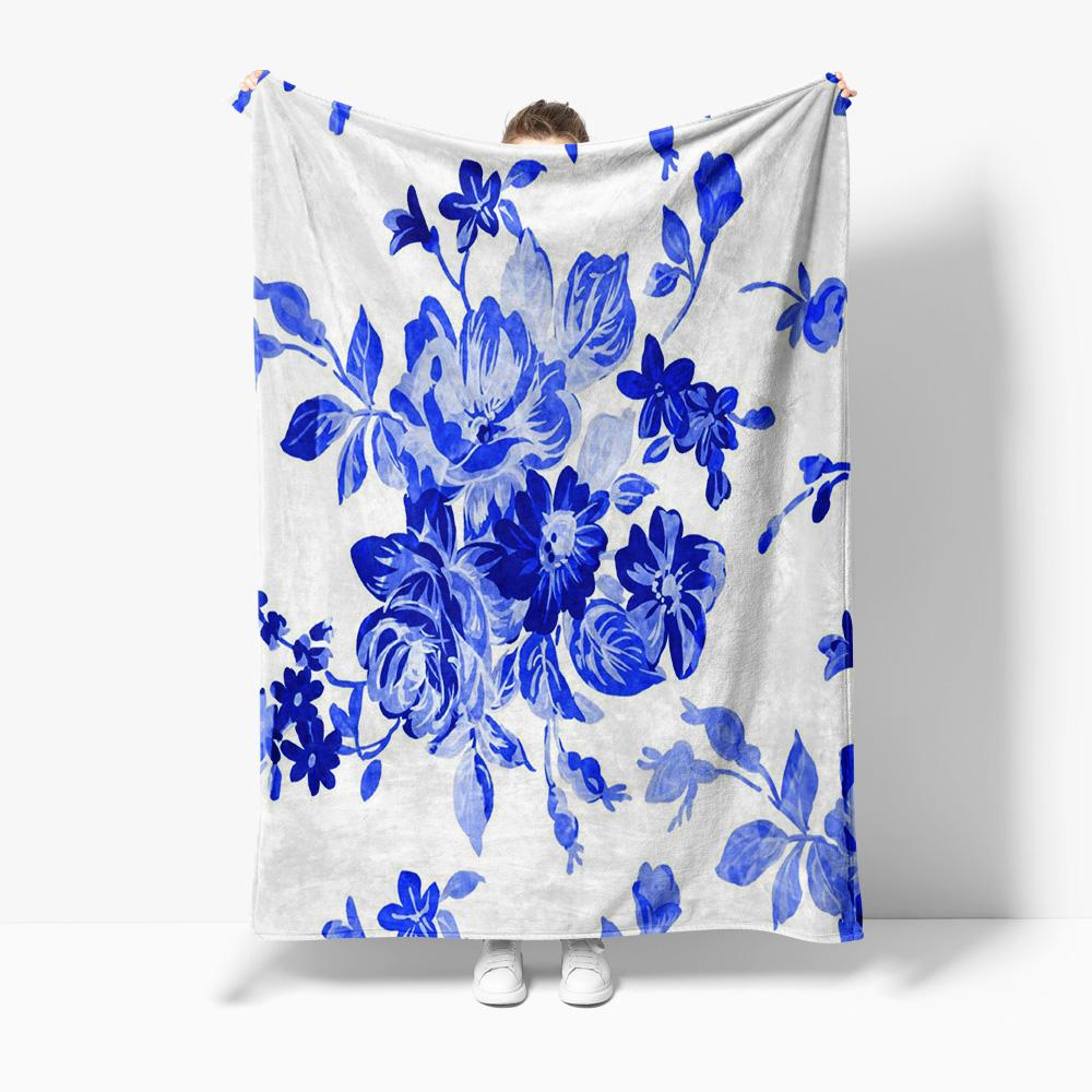 

Watercolor Floral Print Blanket Soft Fleece Throw Blanket for Sofa Bed Living Room Bedroom Decoration Gift 130x150cm51x59in