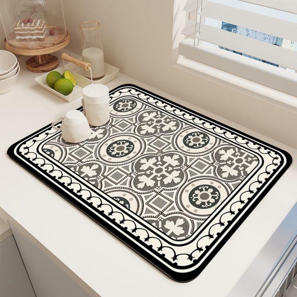 

Retro Bohemian Pattern Diatom Pad Water-absorbing Pad Kitchen Coffee Machine Absorbent Drainage Pad Tableware Cup Drying Mats (as the picture,20x30cm)