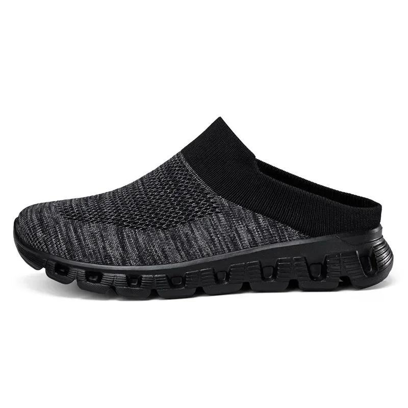 Men Knitting Half Slipper Slip-on Casual Shoes Couples Breathable Platform Sneakers Comfortable Outdoor Slippers Zapatos Hombre