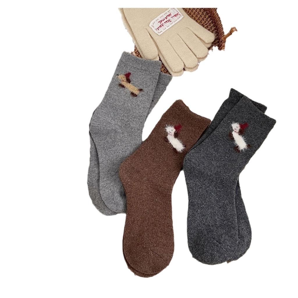 Season Mao Mao Socks Trend Cartoon Plush Puppy Warm Thickened Pile Pile Medium Tube Socks