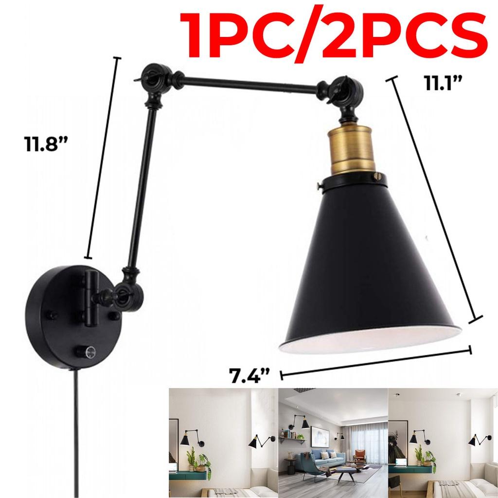 E27 60W 110-220V Loft Industrial Wall Lamps Retro Bed Bedside Light Black Adjustable Vintage LED Wall Light