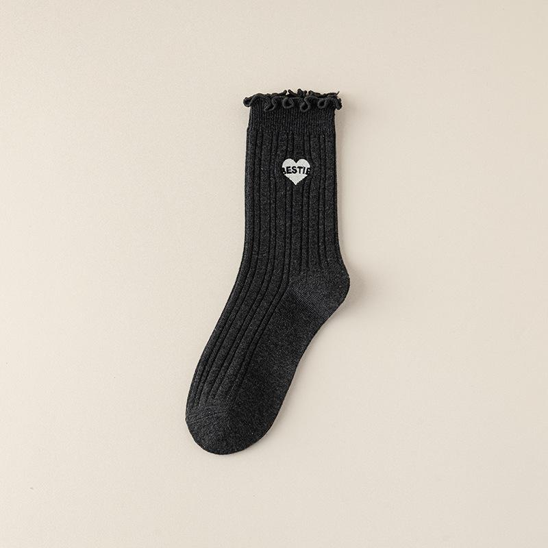 Women's Summer Thin Style Lacy Wooden Ear Edge In The Tube Pile Socks