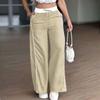 Damenmode Color Block High Waist Straight Leg Wide Leg Hose Tasche Lässige Hose