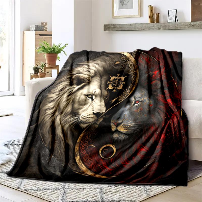 1PC Lion Printed Blanket, All Season Lightweight Home Office Outdoor Nap Multifunctional Blanket