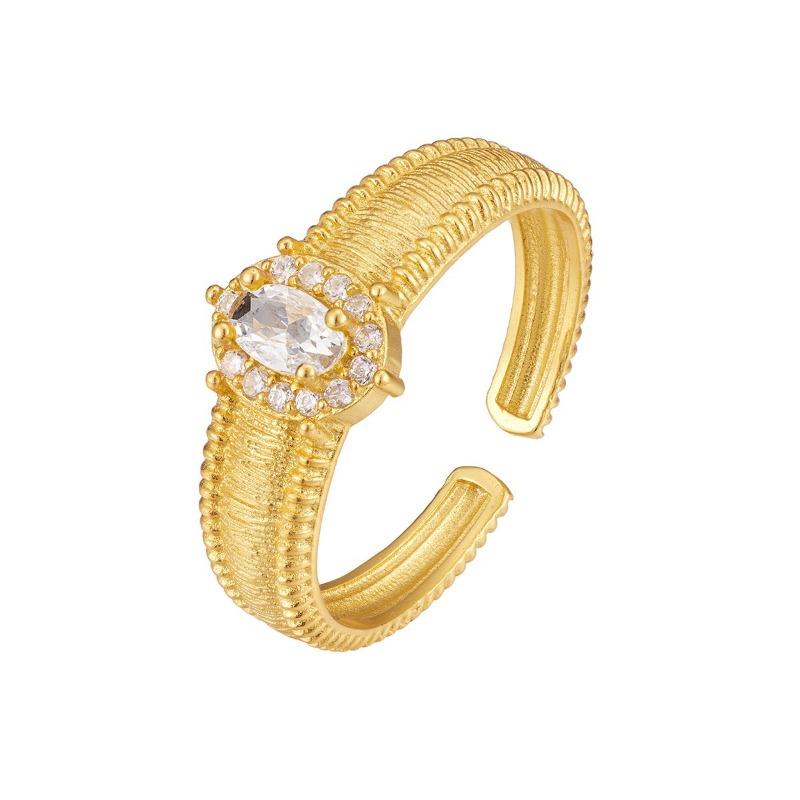 Pigeon Egg Ring Flash Diamond Wide Version Brushed Bead Women's Retro Opening Adjustable Court Style Ring