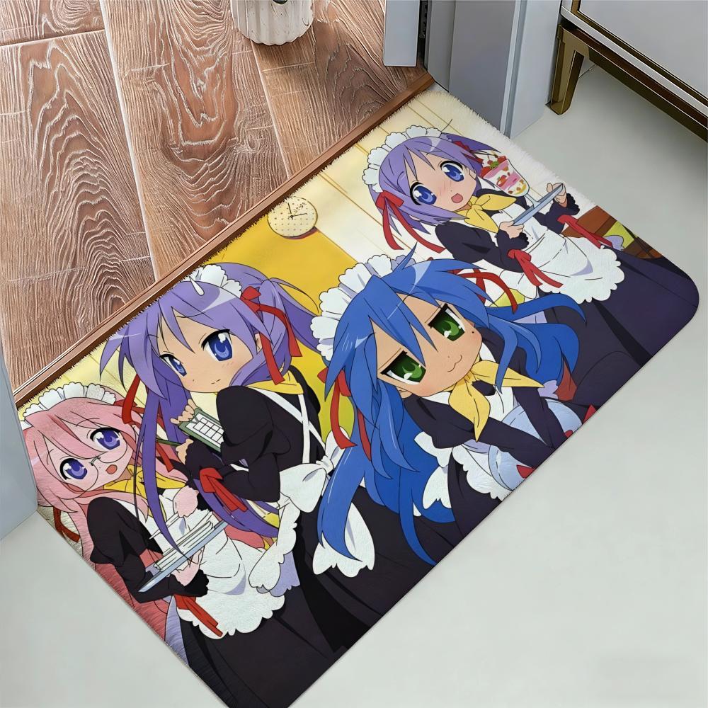 Kawaii Anime Lucky Star Izumi Konata Floor Mat Cozy Flannel Soft Thick Non-Slip Mat For Living Room Bedroom Kitchen Decor Rugs