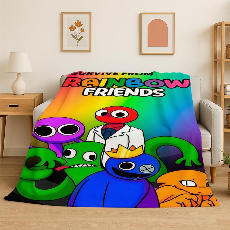 

3D R-Rainbows Friends Cartoon Game Flannel Blanket Soft Warm Throw Blanket for Bedroom Living Room Bed Travel Camping Picnic 75x90cm