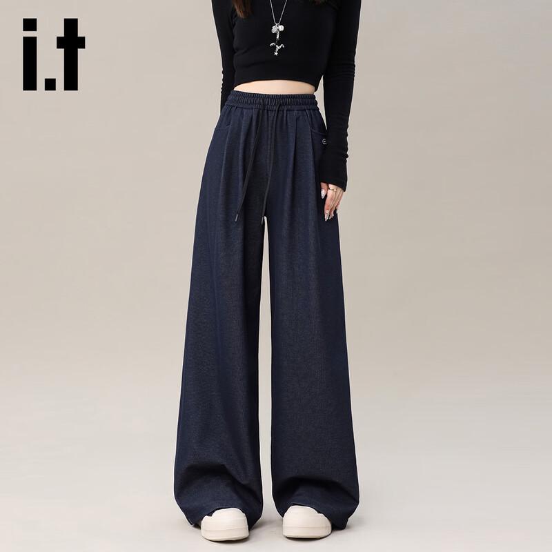 Izzueit Women's High-Waist Drawstring Relaxed Fit Casual Trousers