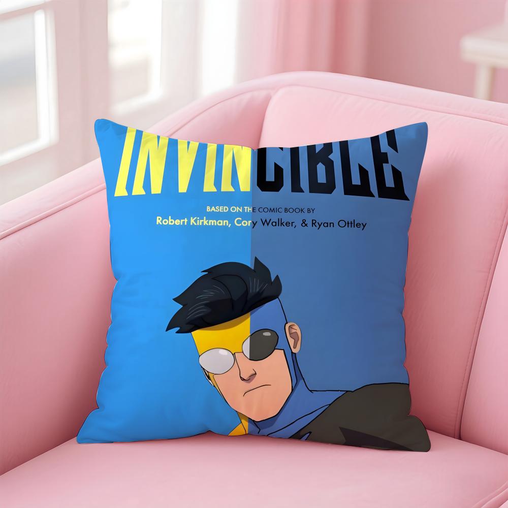 I-Invincible Pillow Superhero Anime Cushion Cover Linen Pillowcase Cover Soft Decor For Sofa Home Room