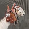 Fashion Love Heart Shaped Plush Keychain Handmade Lamb Wool Braided Rope Chain Retro Pendant Jewelry Accessory