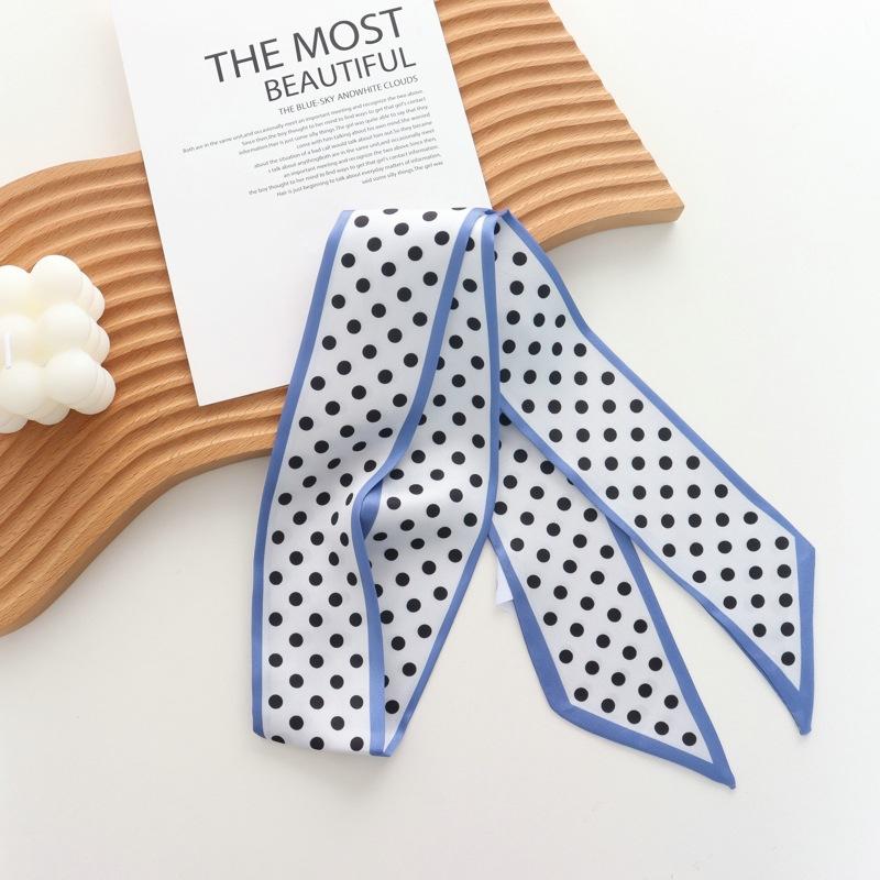 2025 New High-Grade Spring and Summer Retro Dots Narrow Small Silk Scarf Women's Suit Tie Hair Ribbon Scarf Headband