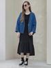 Avang Big Puff Long Shirring Dress - Black
