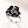 Cao Shi Retro Elegant Black Rose Enamel Zircon Ring for Women - Handmade Epoxy Resin Ring