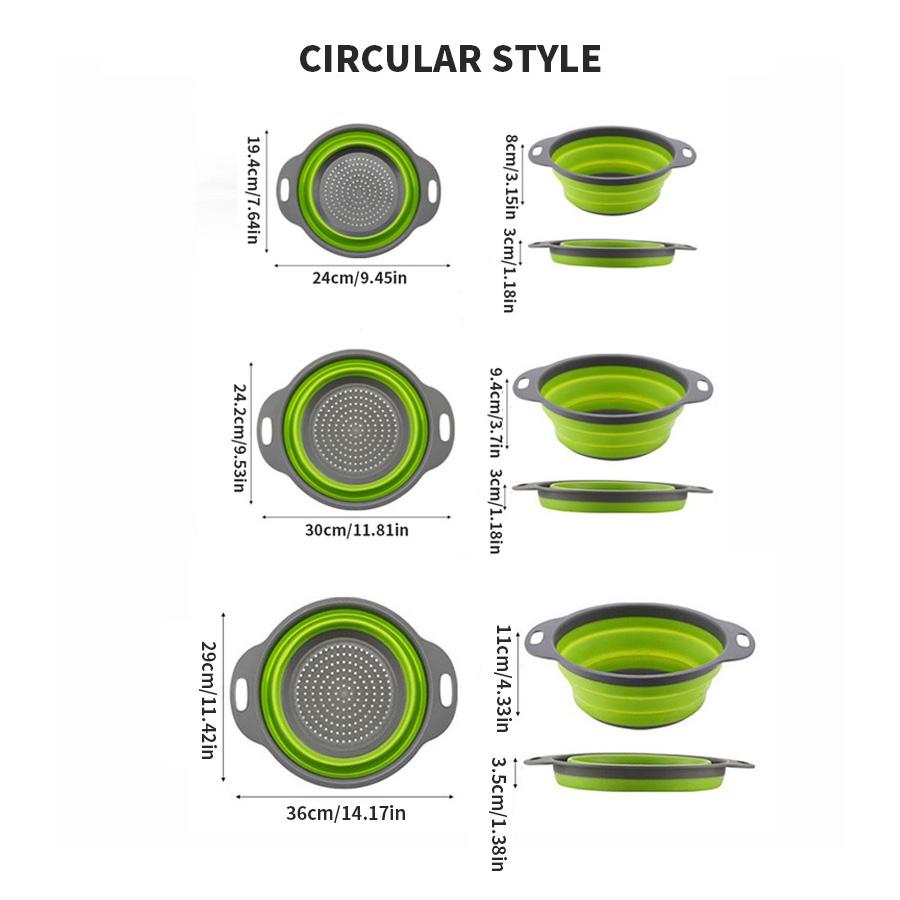 1/2pcs Silicone Round Folding Vegetable Fruits Washing Drain Basket Colander Strainer Collapsible Drainer Kitchen Tool