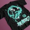 Hatsune Miku The Sound of The Future Anime Grafik Baumwoll-T-Shirt für Damen 2026 Sommer Lässig Streetstyle Kurze Ärmel Schwarz