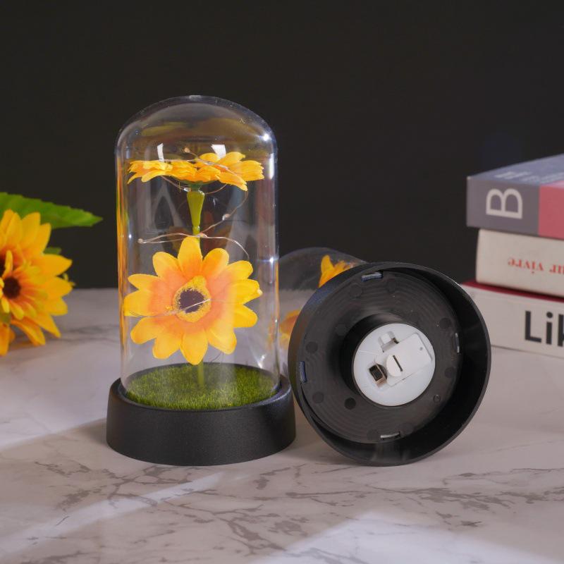 Sunflower Night Light: Dried Flower Simulation Ornament for Christmas & Valentine's Day Gift Decor.