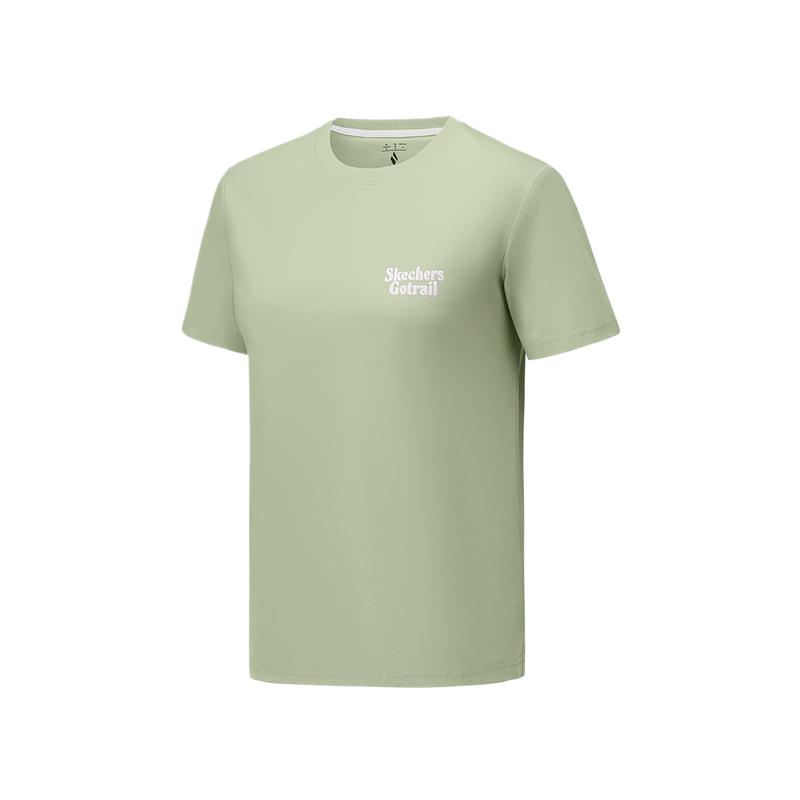 Skechers Gotrail Minimalist Classic Soft Solid Color Letter Short Sleeve T-Shirt Women Tops P325W005-01SZ S