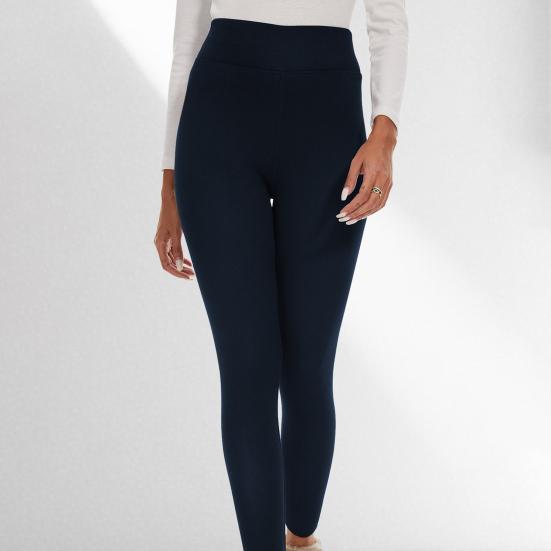 Women Leggings Solid Color High Waist Plush Lining Thickened Warm Pants Tight Fit Cold Weather Leggings