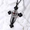 Retro Five-Pointed Star Crucifix Pendant Necklaces Alloy Texture Woman Pentacle Jewelry Pendant Necklaces for Daily