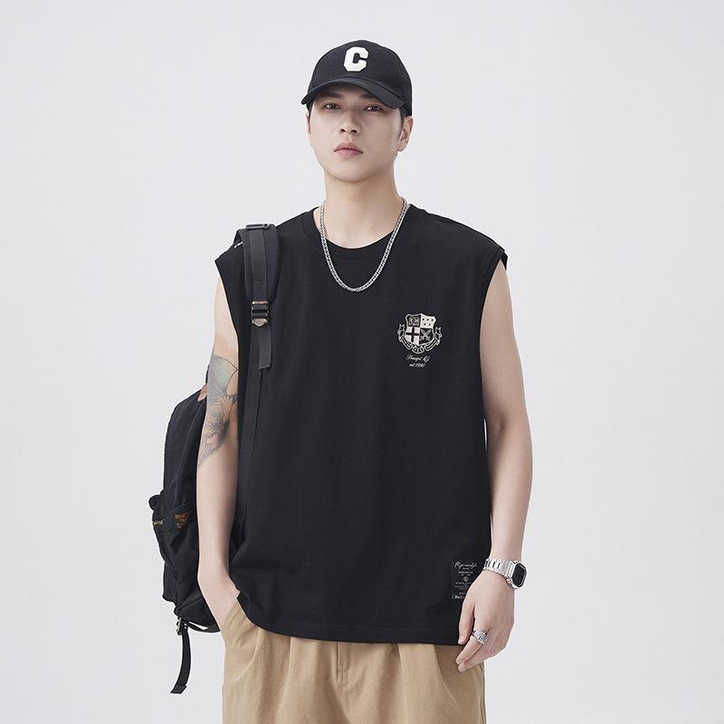 New Summer Heavyweight Xinjiang Cotton Jersey 260h Classic Printed Vest T-shirt