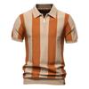 AIOPESON 2025 New Summer Men's Breathable Striped Sweater Polo Shirt Casual Short Sleeve Comfort Fit Knitted Polo Shirt